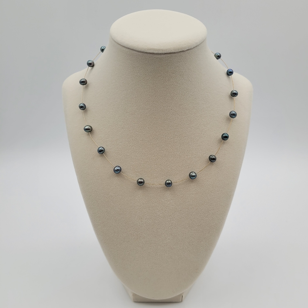 JCM 14K Gold Necklace PeacockPearls Floating Design 16"